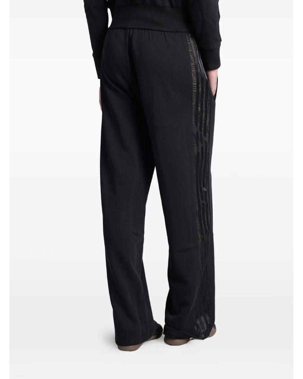 Adidas Black Firebird Lace-Panelled Track Pants