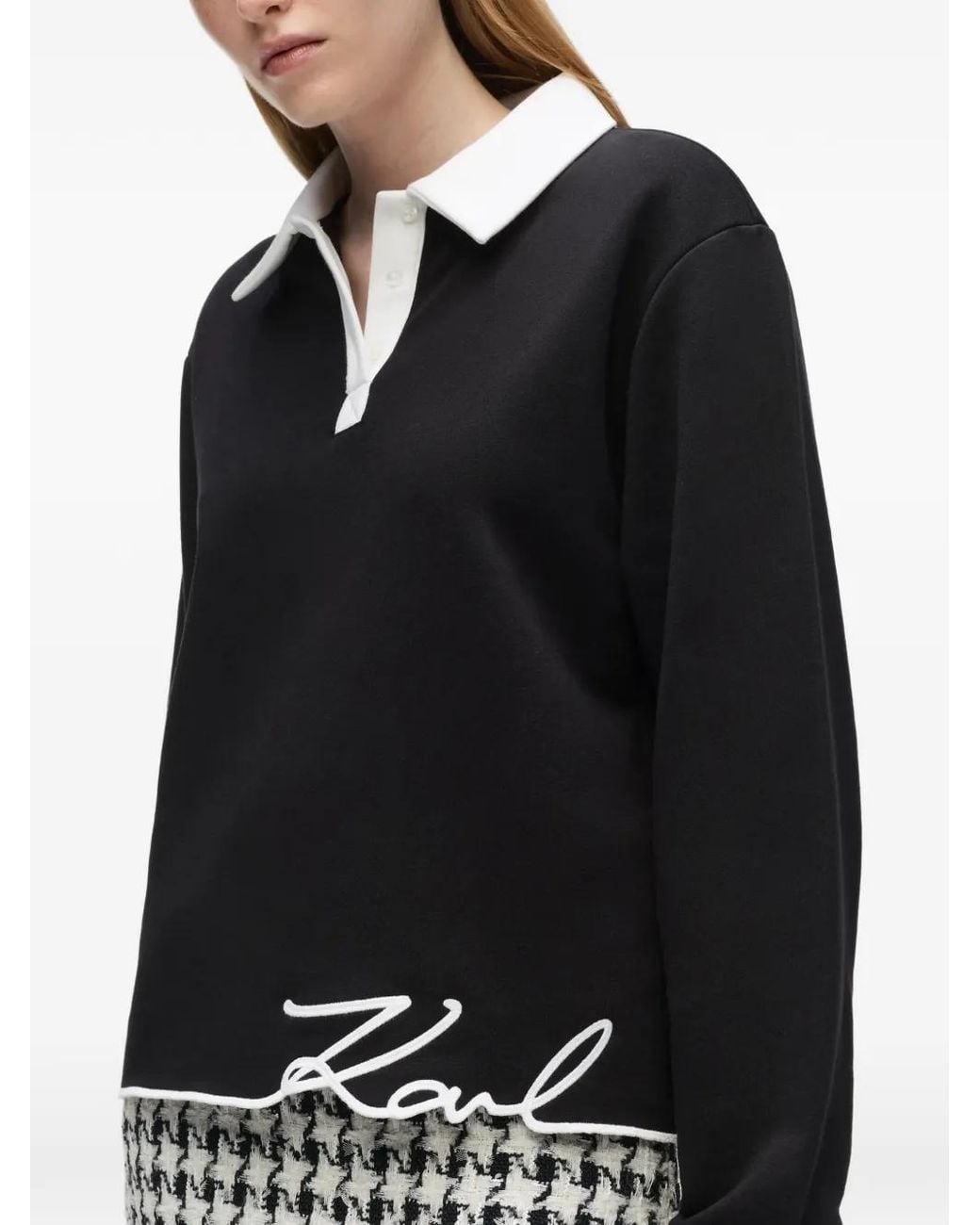 Karl Lagerfeld Black Signature Polo Sweatshirt
