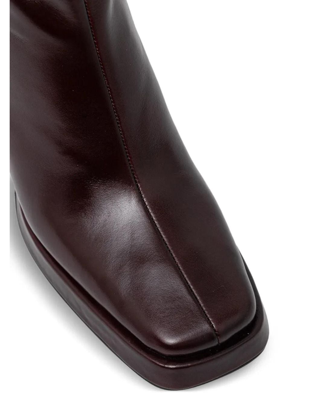 Jeffrey Campbell Brown Maximal-3 Square-Toe Heeled Knee-High Boots