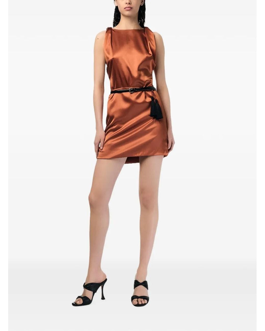 ANDRA ANDREESCU Orange Aveline Silk Mini Dress
