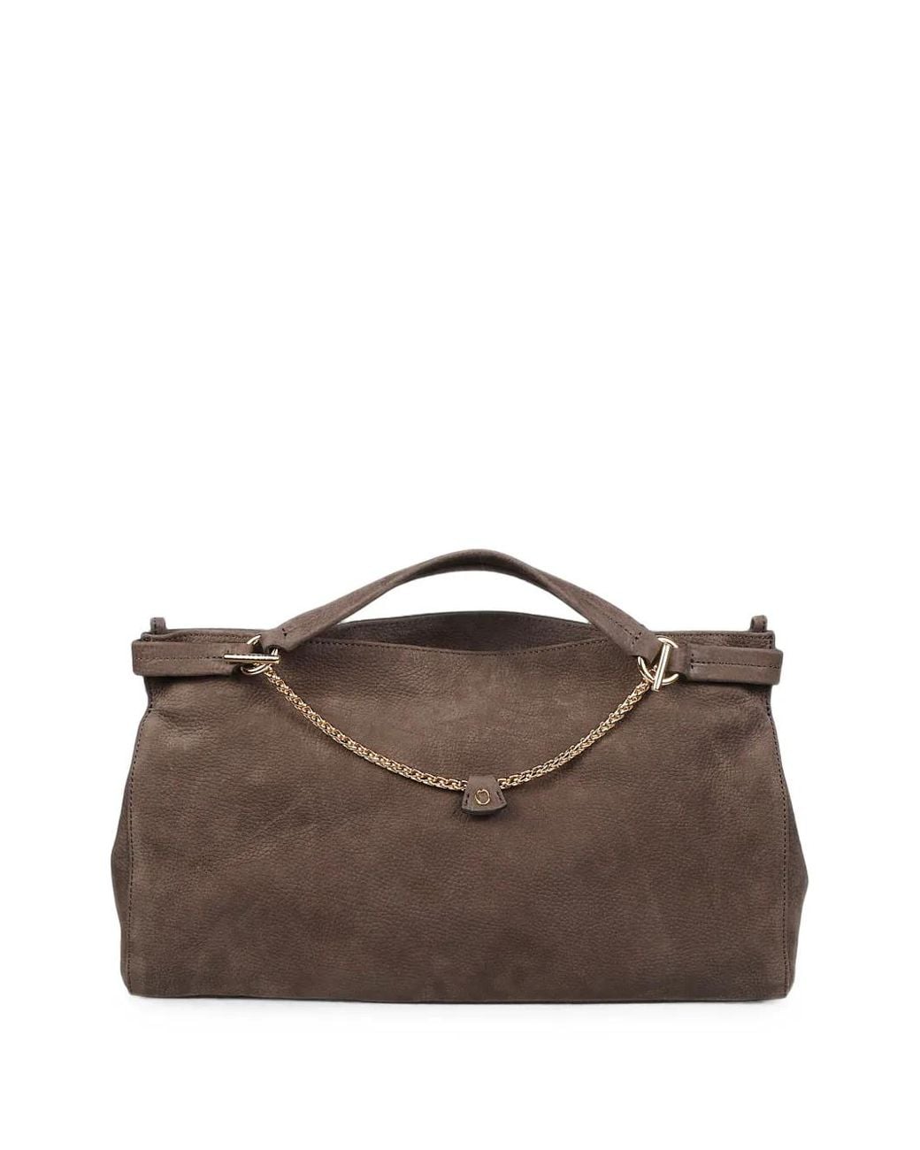 Orciani Brown Midi Virgo Nabucco Chain-Detail Leather Tote Bag