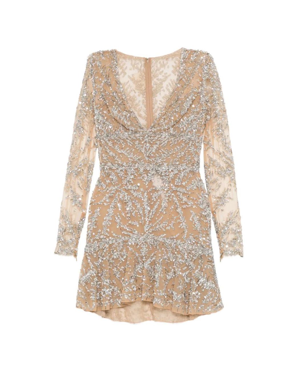 Zuhair Murad White Sequin-Embellished Tulle Dress