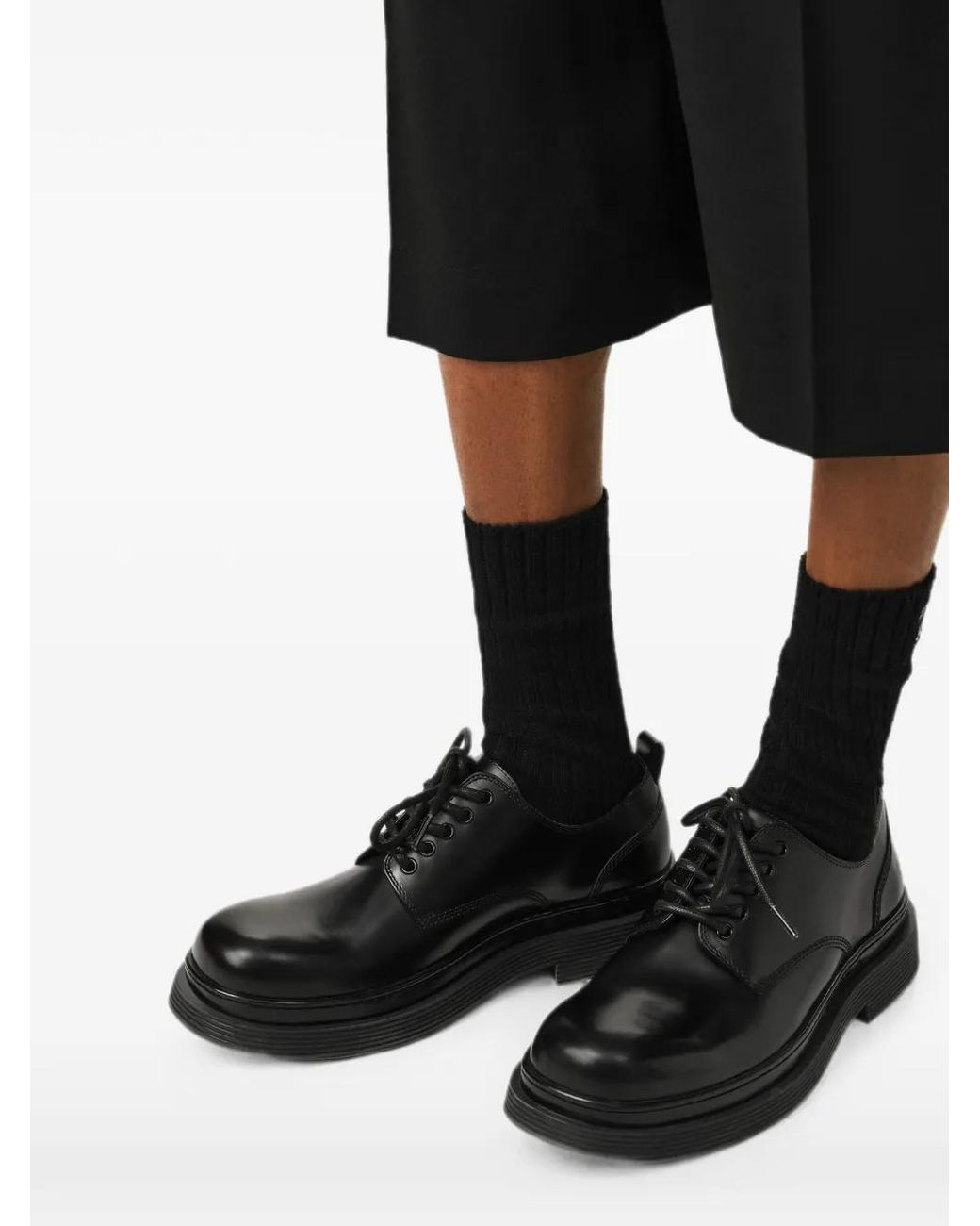 AMI Black Cow Leather Derbies Shoes for men