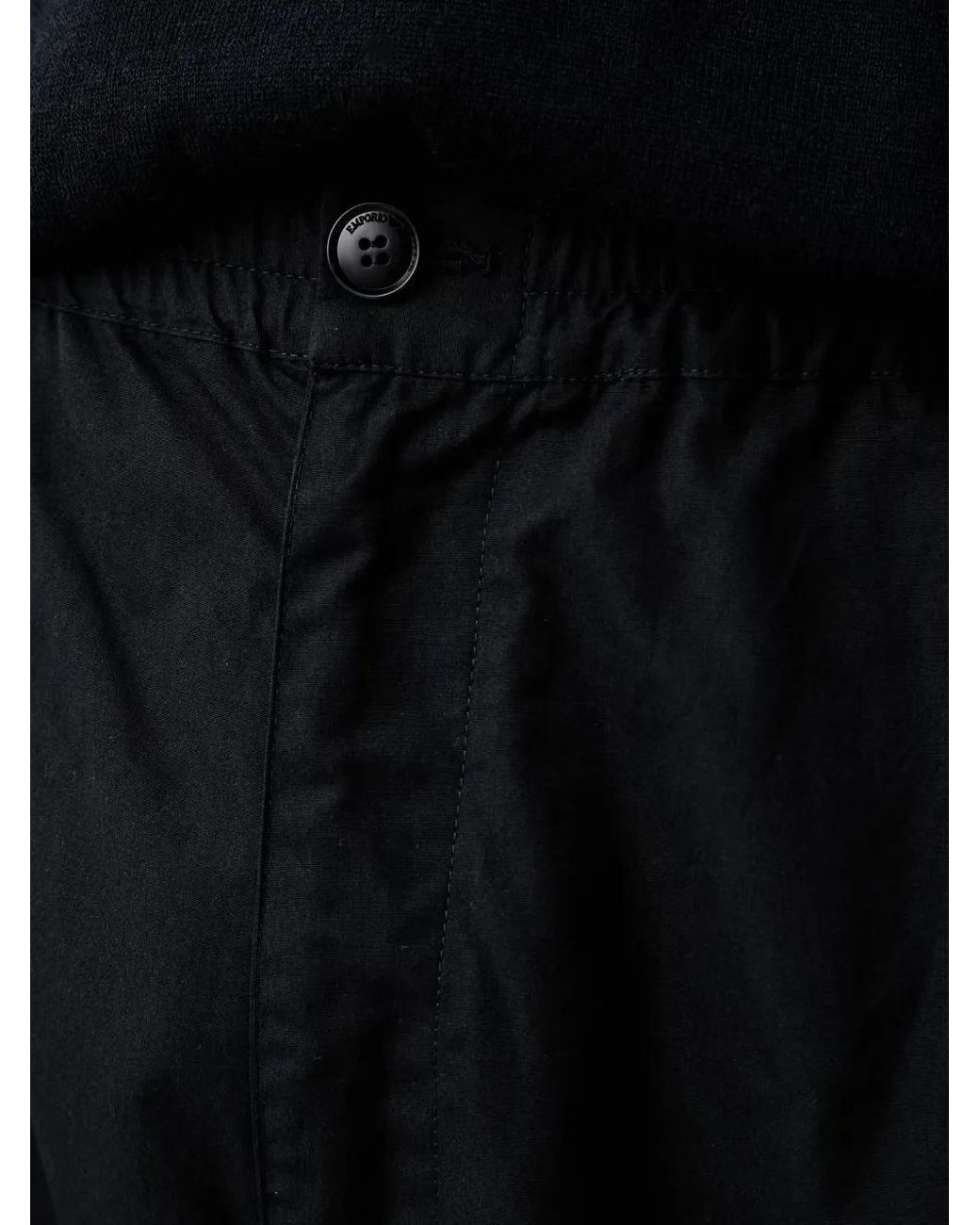 Emporio Armani Black Regular-Fit Cotton-Poplin Trousers With Elasticated Waist for men