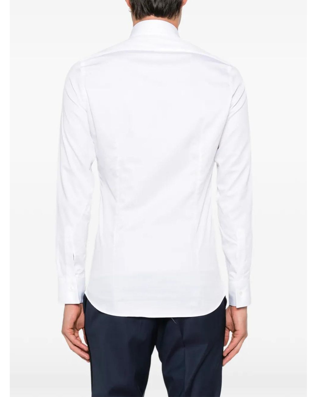 Carlo Pignatelli White Wing-Collar Concealed-Fastening Shirt for men