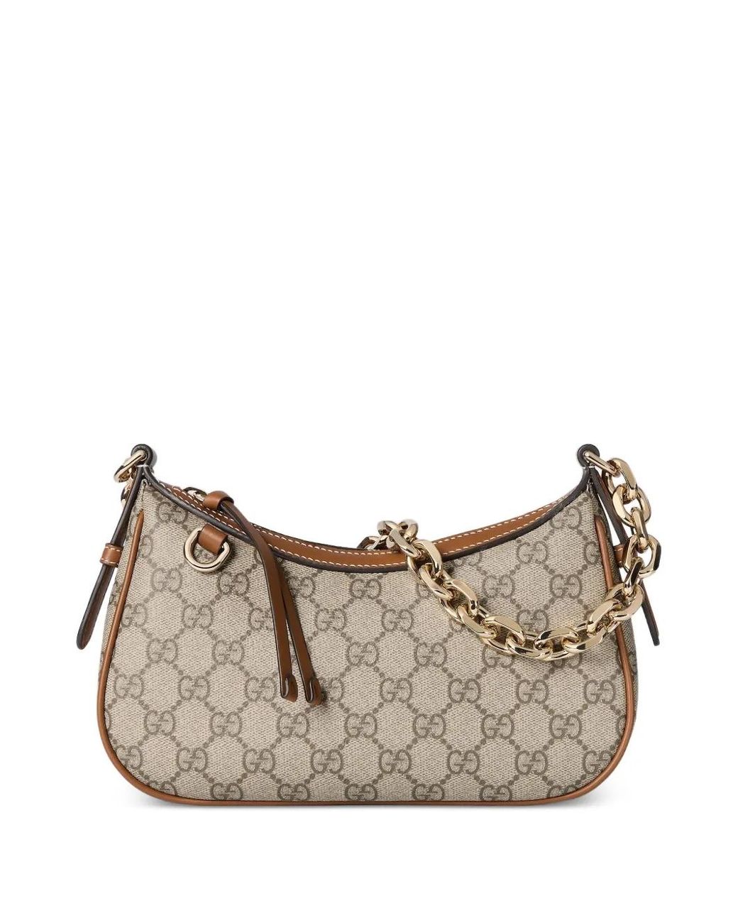 Gucci Natural Gg Emblem Monogram-Print Shoulder Bag