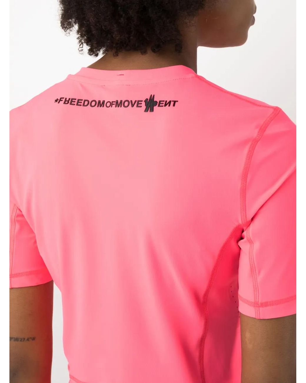 Moncler Pink Embossed-Logo T-Shirt