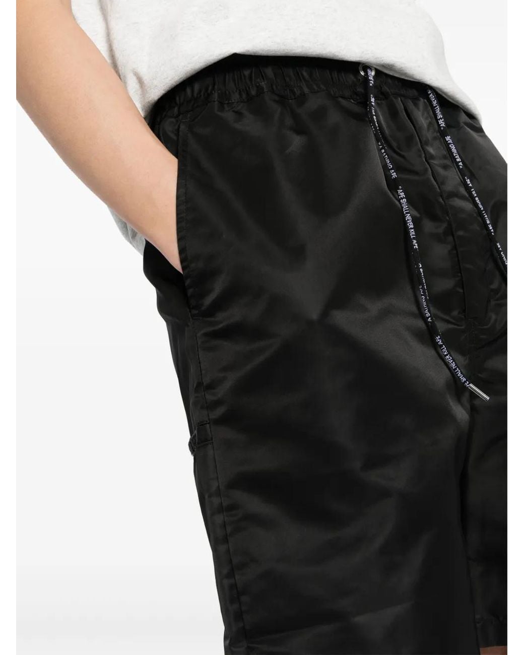 A Bathing Ape Black Logo-Embroidered Relaxed-Fit Shorts for men
