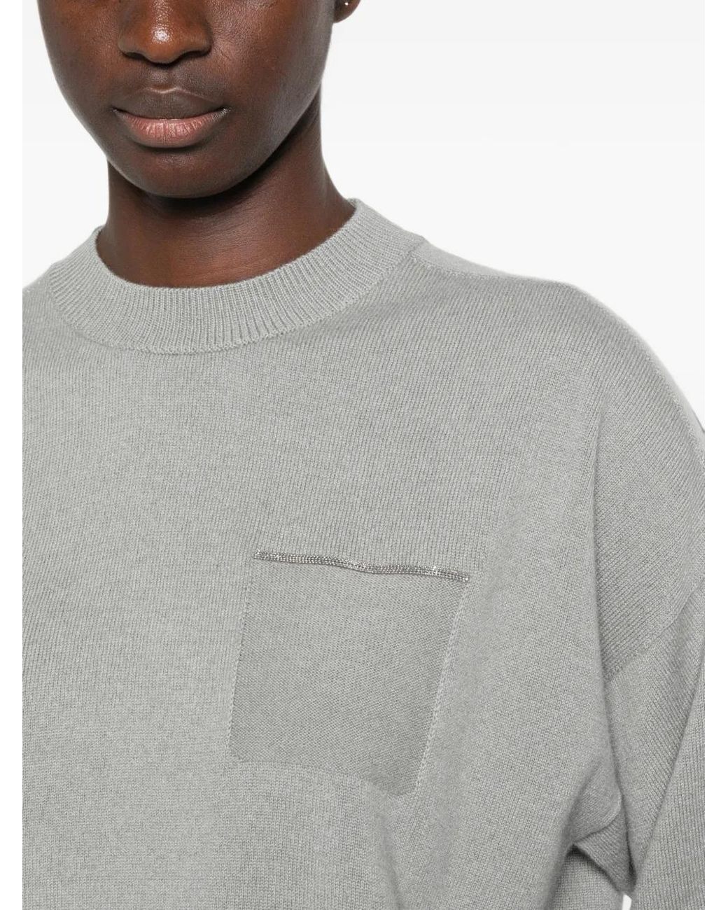 Peserico Gray Chest-Pocket Sweater