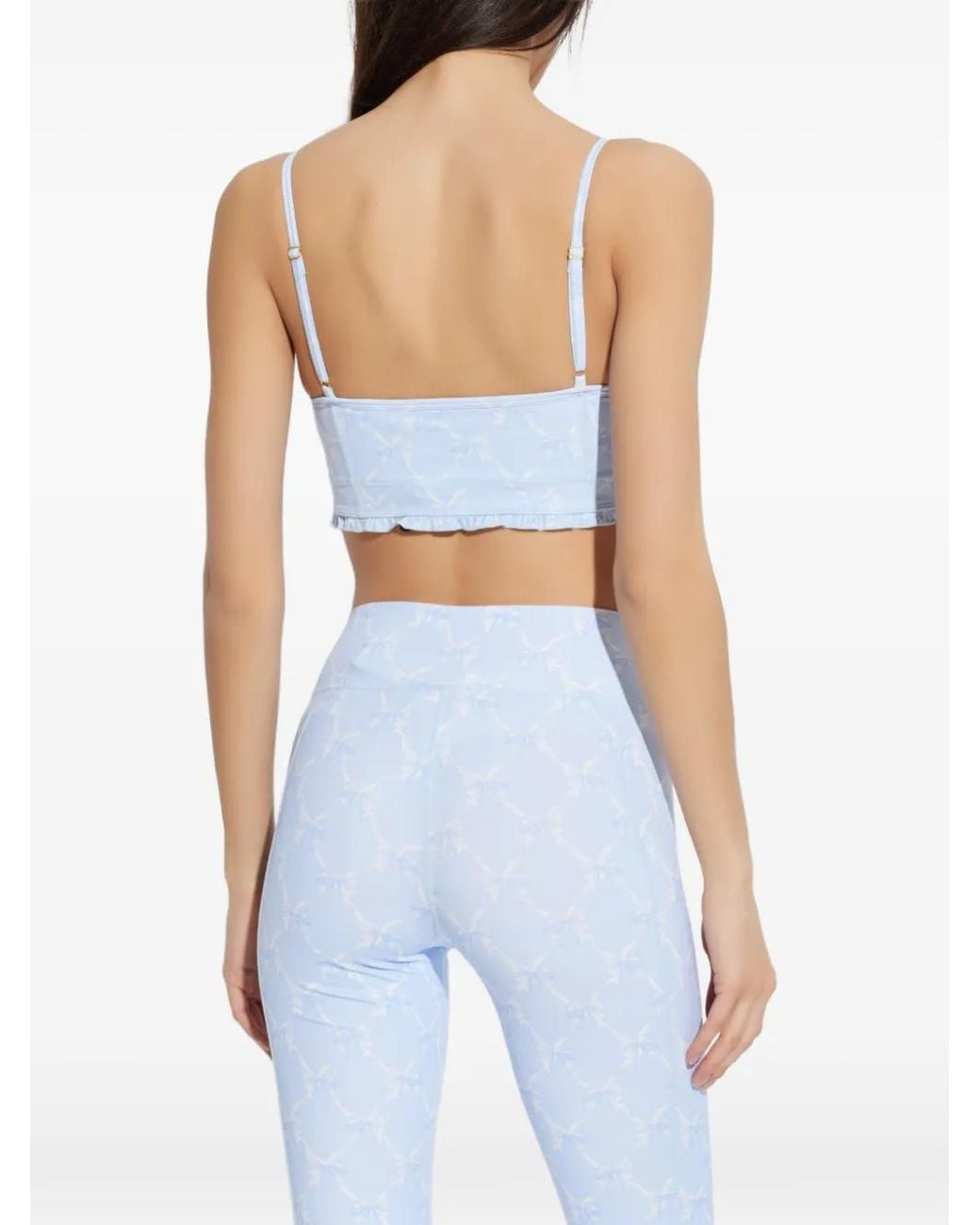 LoveShackFancy Blue Erza Ruffled Bow Top