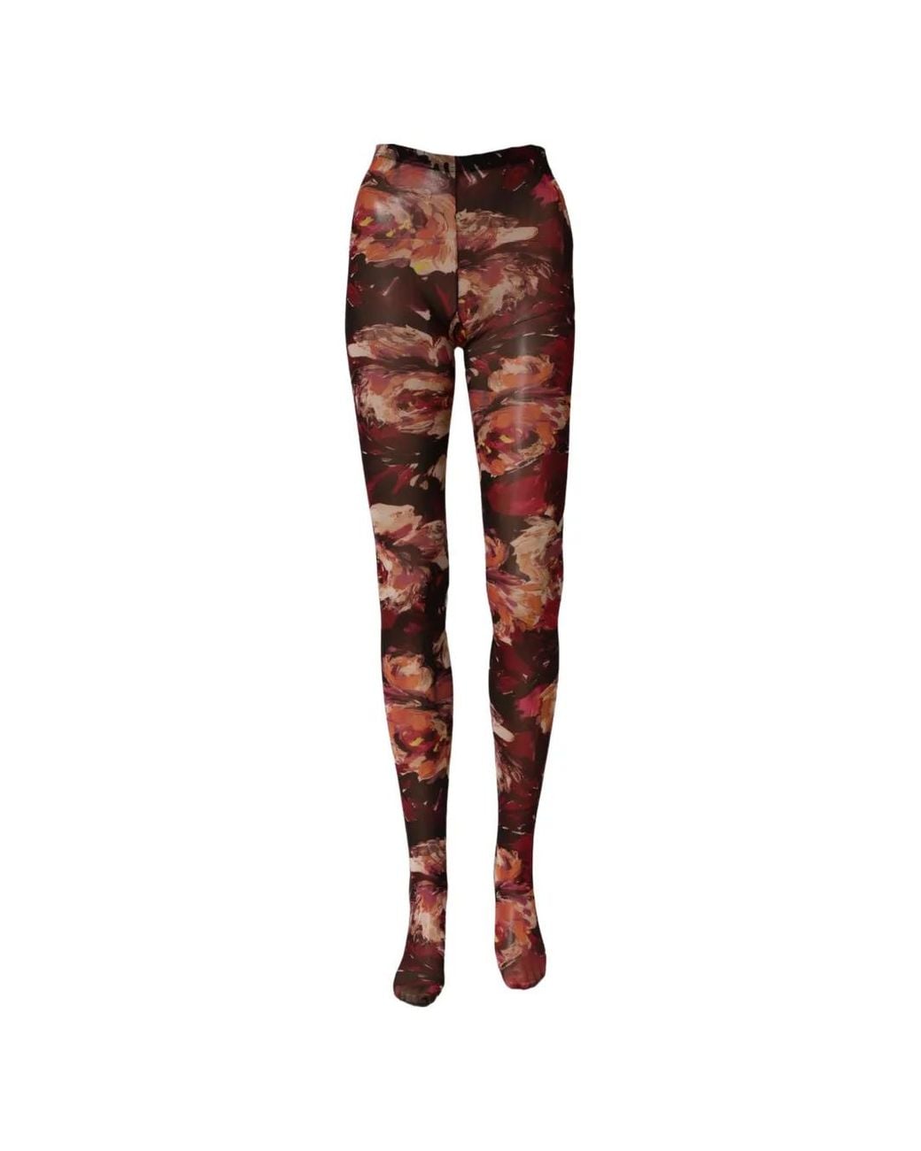 Dolce & Gabbana Red Floral-Print Tights