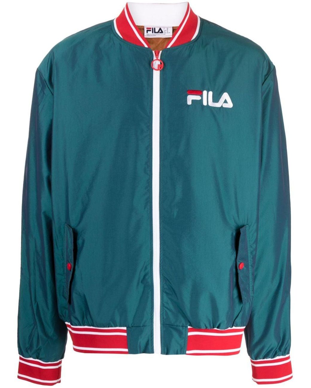 Fila Logo-embroidered Bomber Jacket in Green for Men