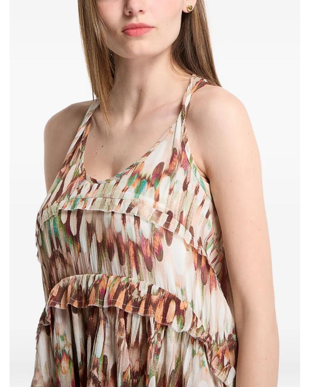 AllSaints White Cavalry Ruffled Feather-Print Mini Dress