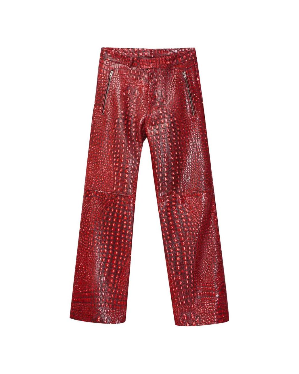 CAMPERLAB Red Zip Leather Trousers