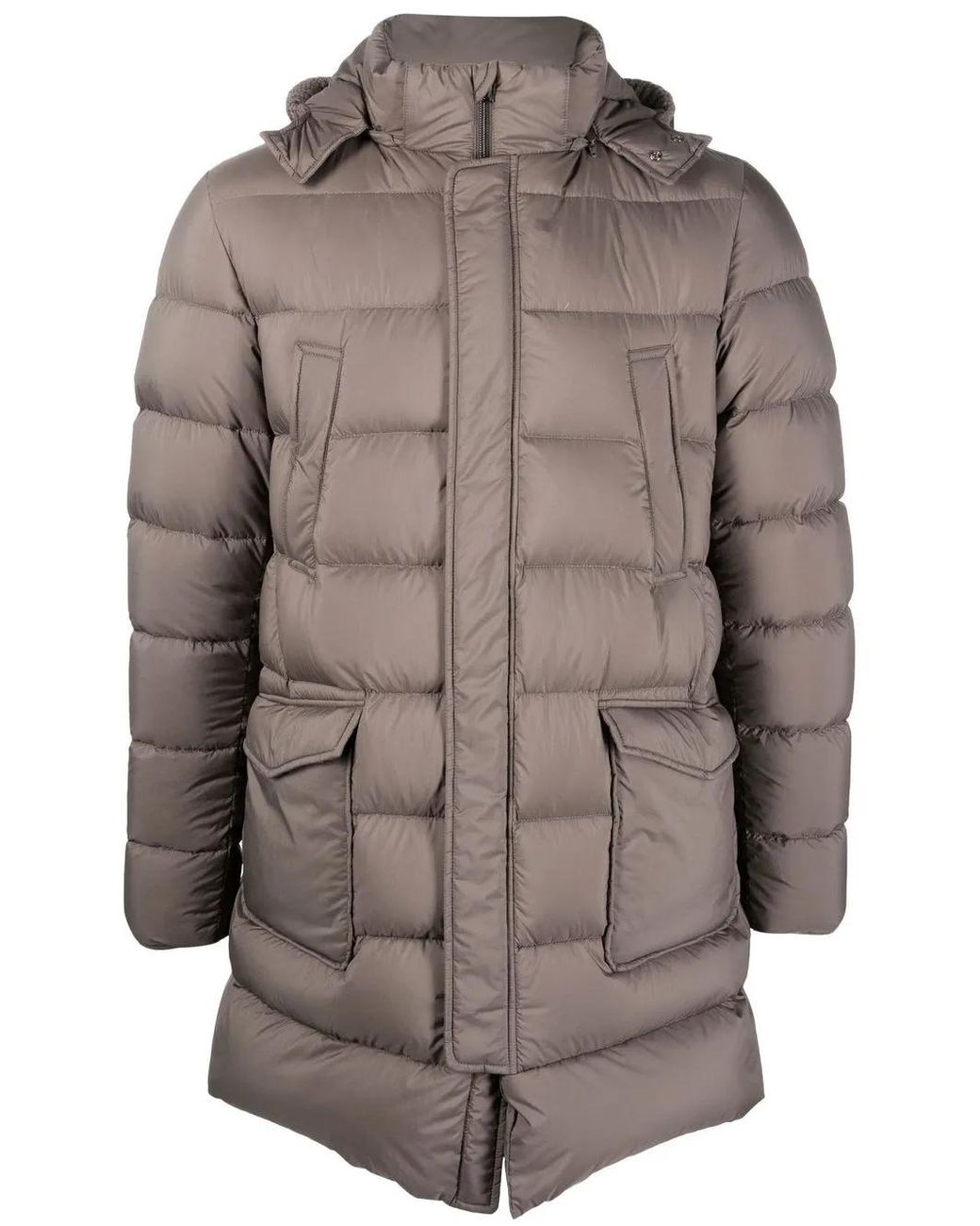 Herno Gray Padded Hooded Down Coat for men