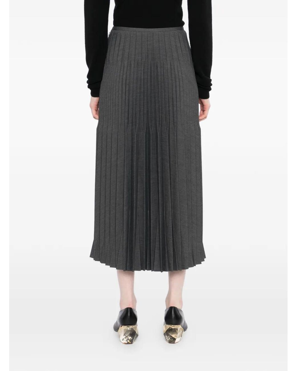 JNBY Black Pleated Midi Skirt