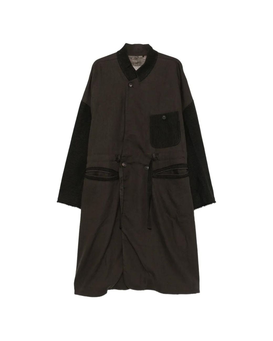 Ziggy Chen Black Panelled Drawstring-Waist Coat for men