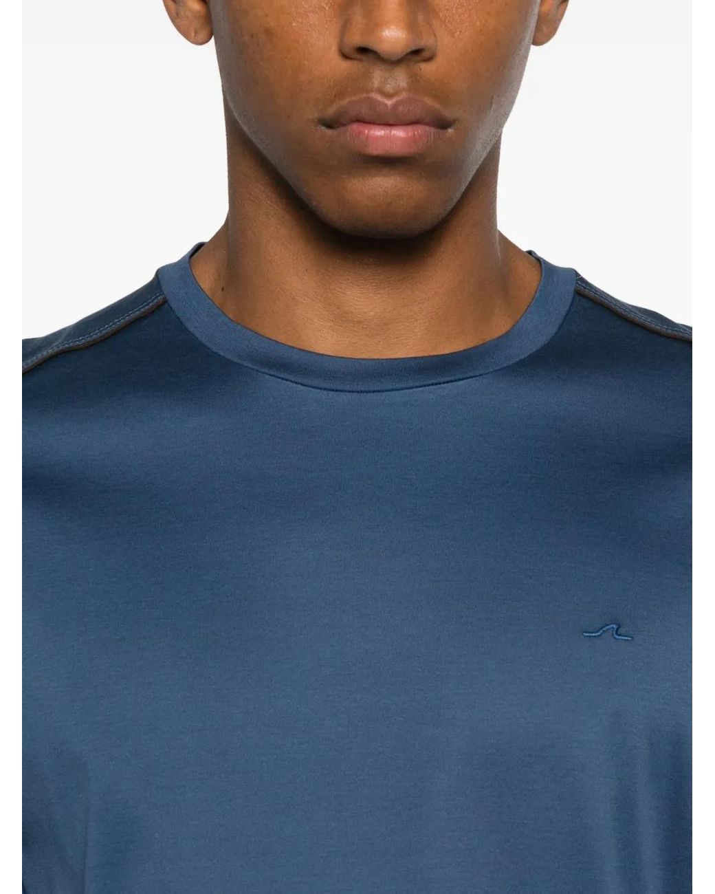 Paul & Shark Blue Embroidered-Wave Crew-Neck T-Shirt for men