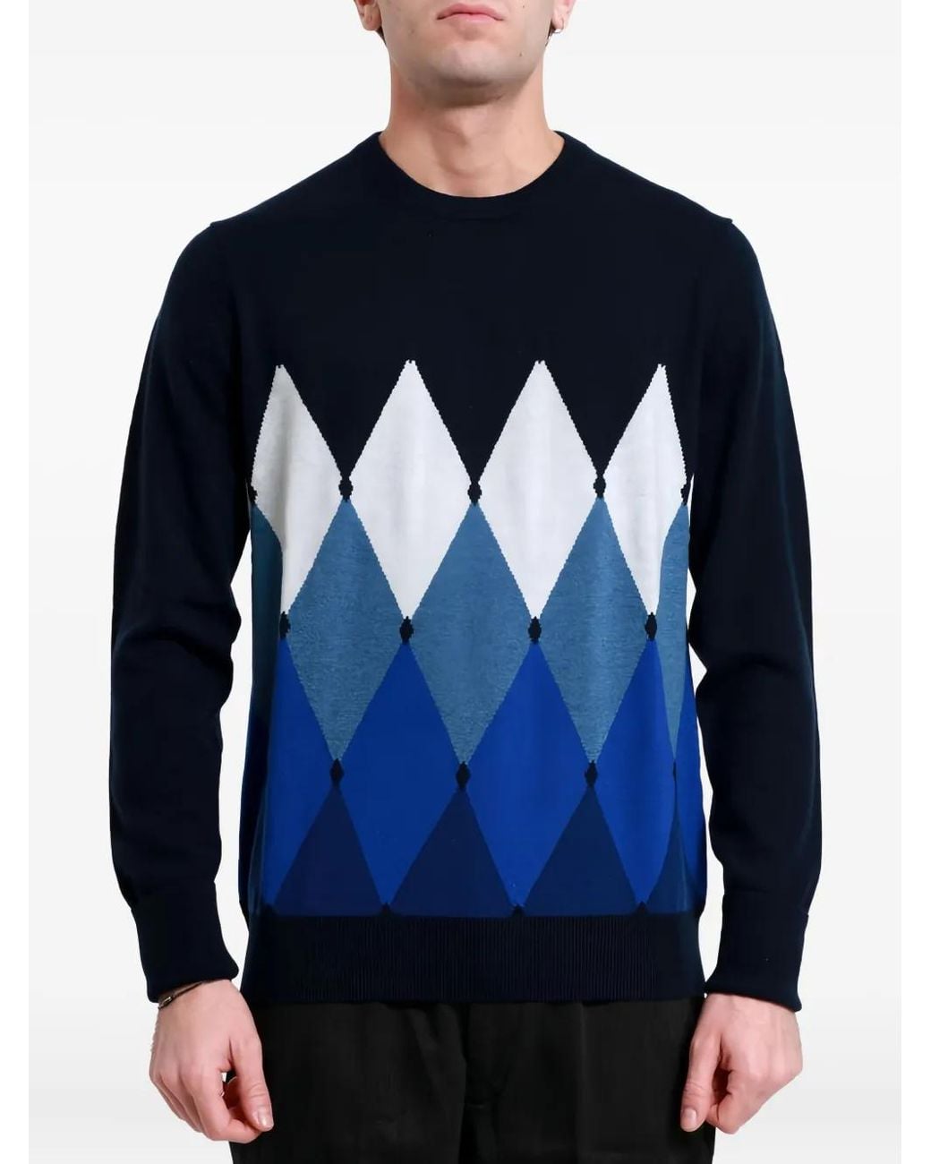 Ballantyne Blue Argyle-Pattern Sweater for men