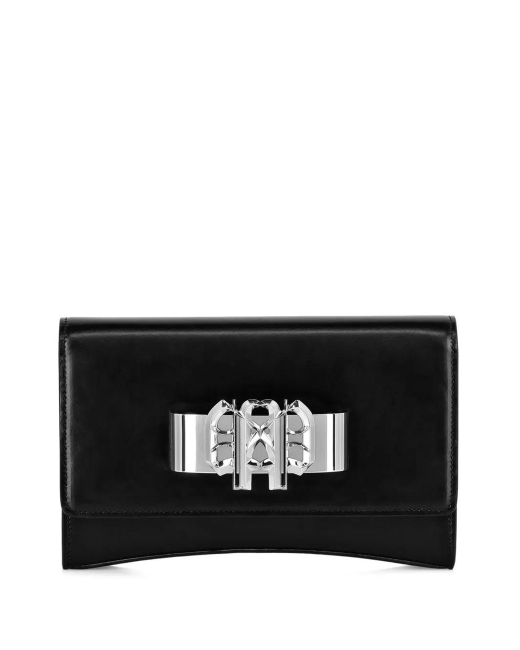 Philipp Plein Black Logo-Plaque Leather Clutch Bag