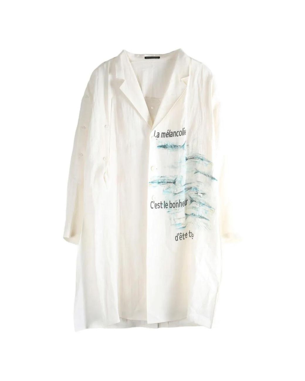 Yohji Yamamoto White Printed Coat for men