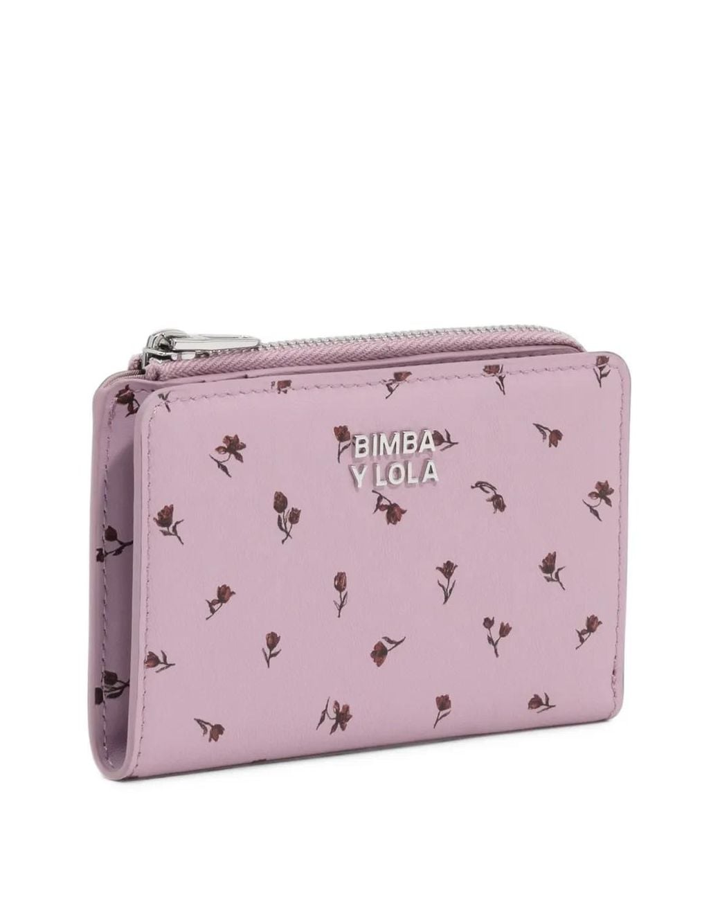 Bimba Y Lola Pink Mauve Mini Tulip Leather Compact Wallet