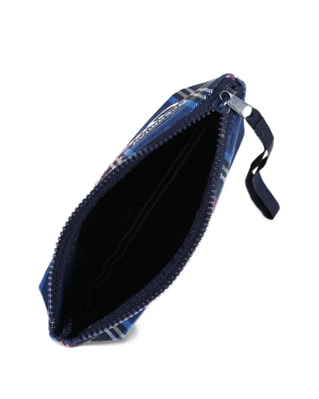 Mc2 Saint Barth Blue Aline Tartan-Print Logo-Print Clutch Bag