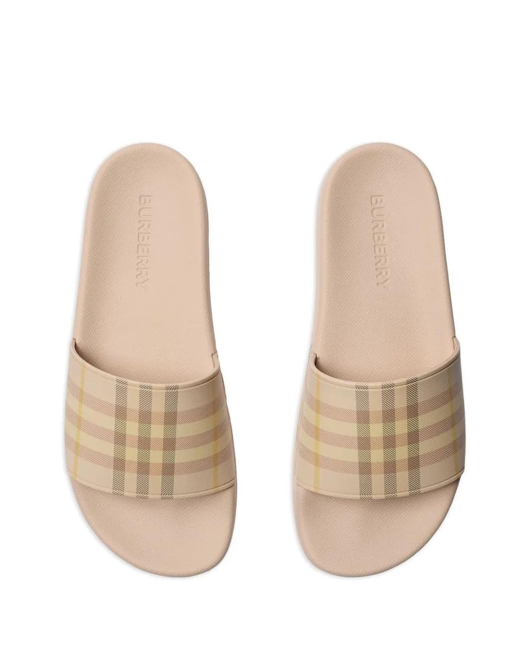 Burberry Natural Pantoletten Mit Karomuster