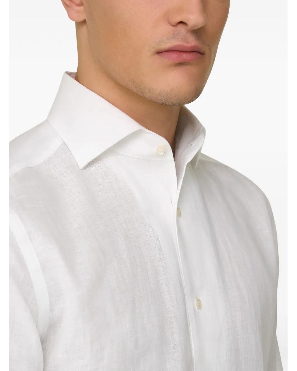 Boggi White Eegular Fit Linen Shirt for men