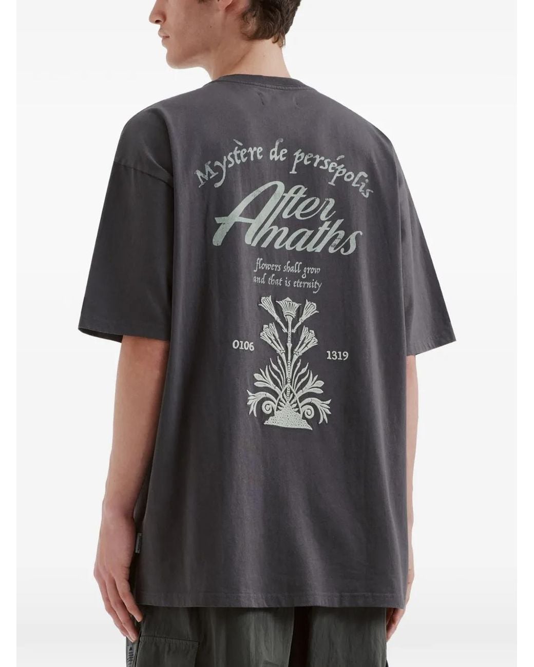 AFTERMATHS Blue Graphic-Print T-Shirt for men
