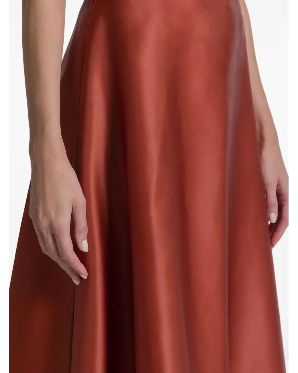Alberta Ferretti Red Silk Midi Skirt