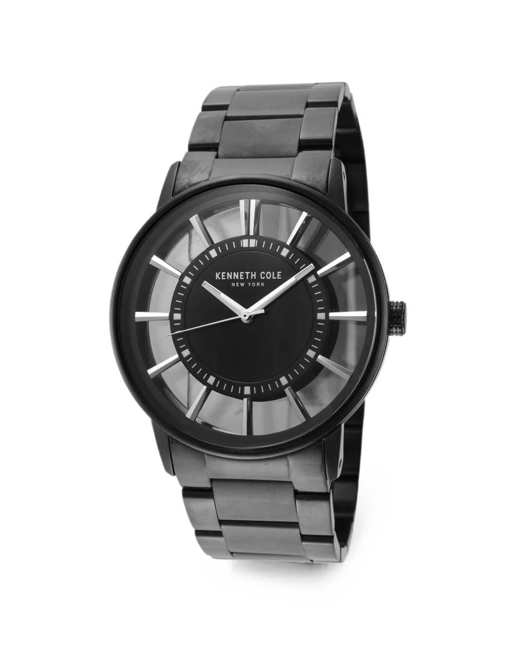 Kenneth Cole Black Montre À Cadran Transparent Et Bracelet En Maillon 43.5 Mm for men