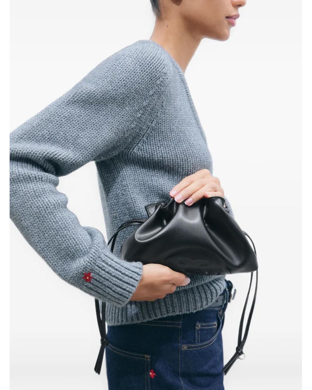 Tory Burch Black Ella Drawstring Tote Bag