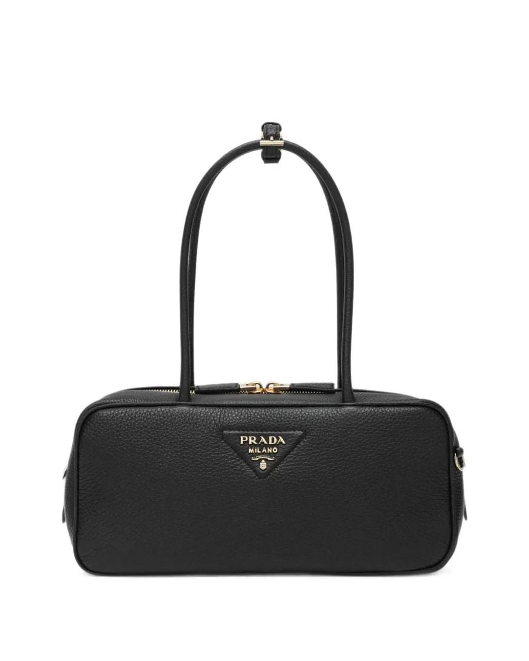 Prada Black Logo-Plaque Shoulder Bag