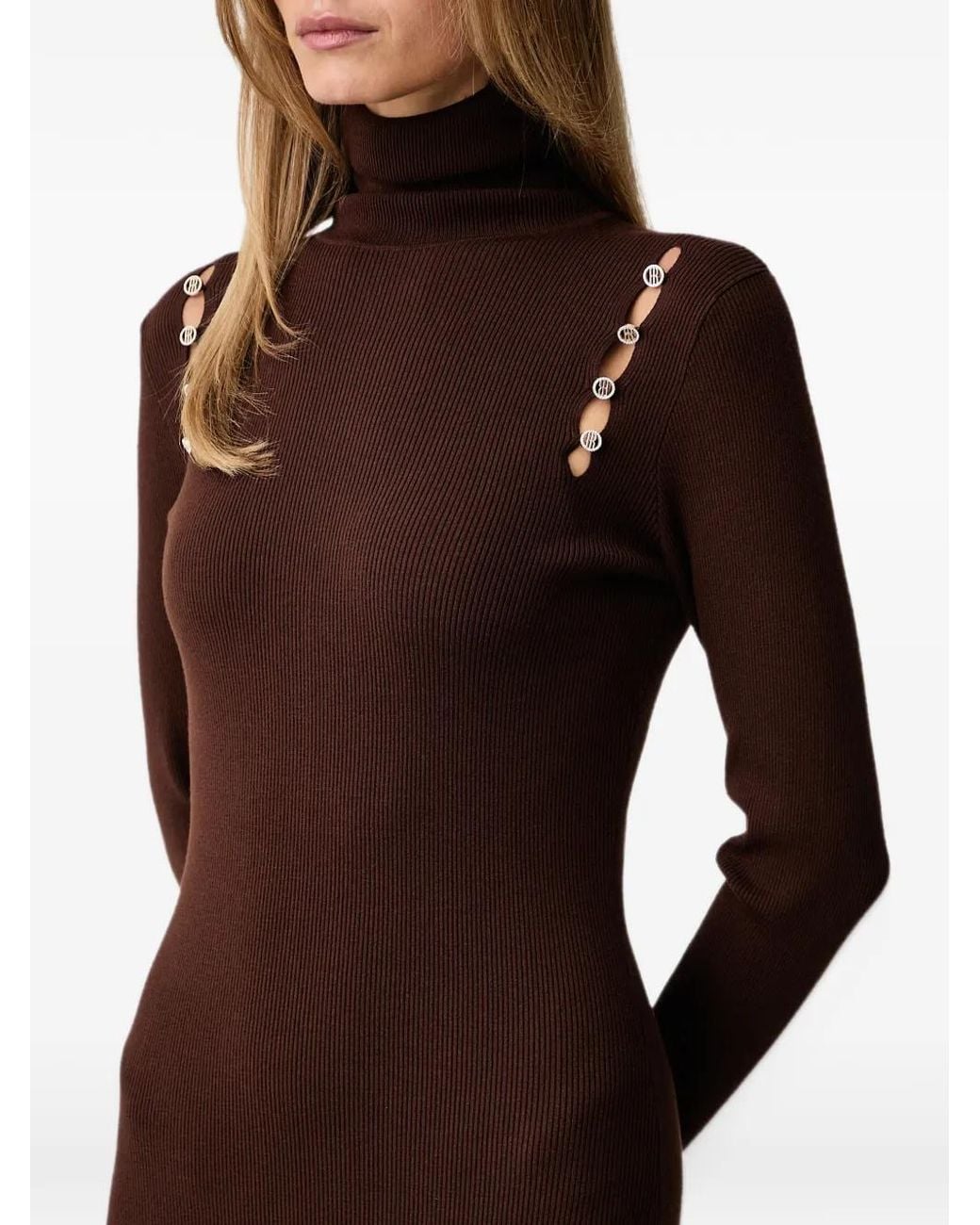 Fracomina Black Cut-Out Button-Detail Midi Dress