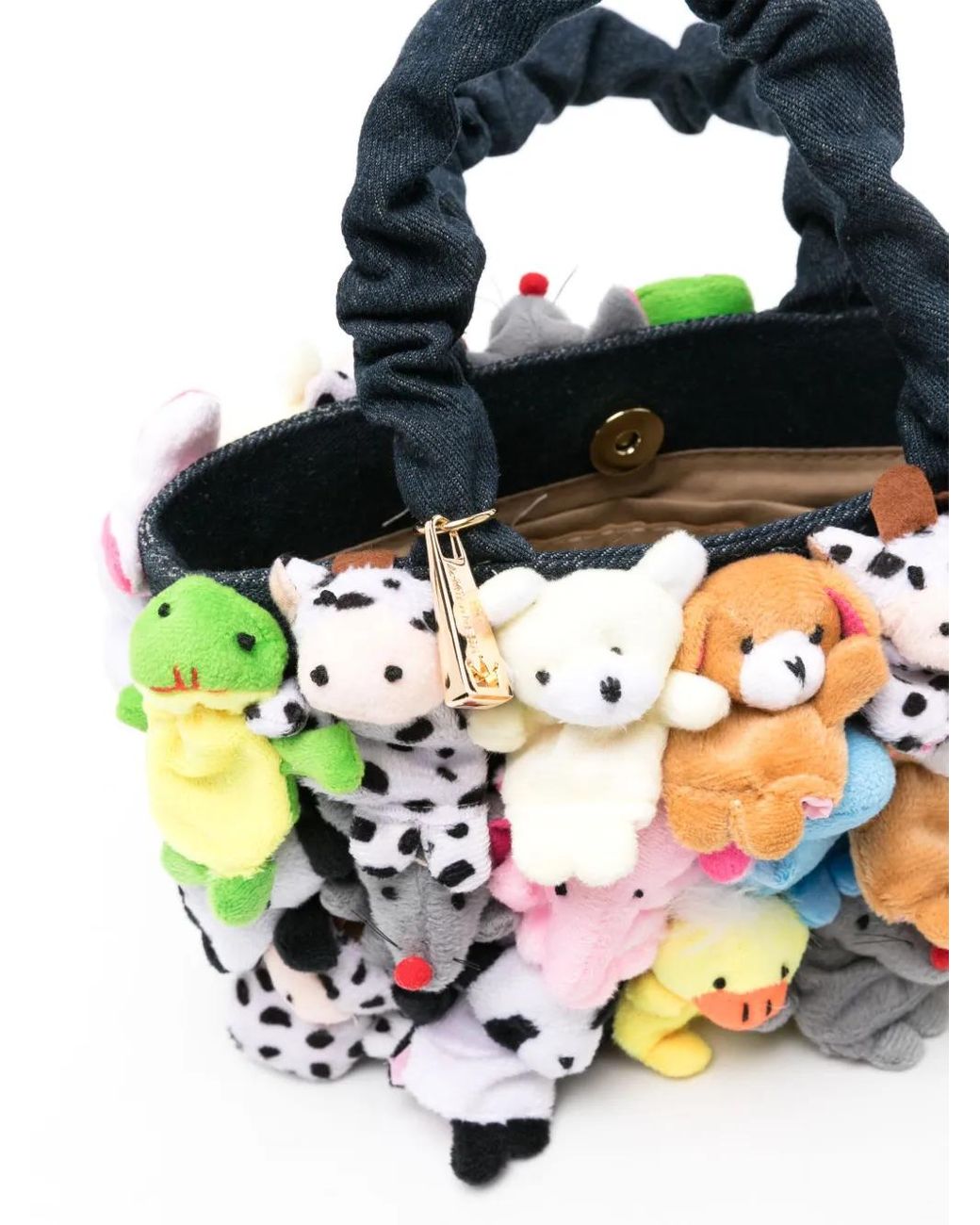 La Milanesa Small Toys Denim Tote Bag in White | Lyst