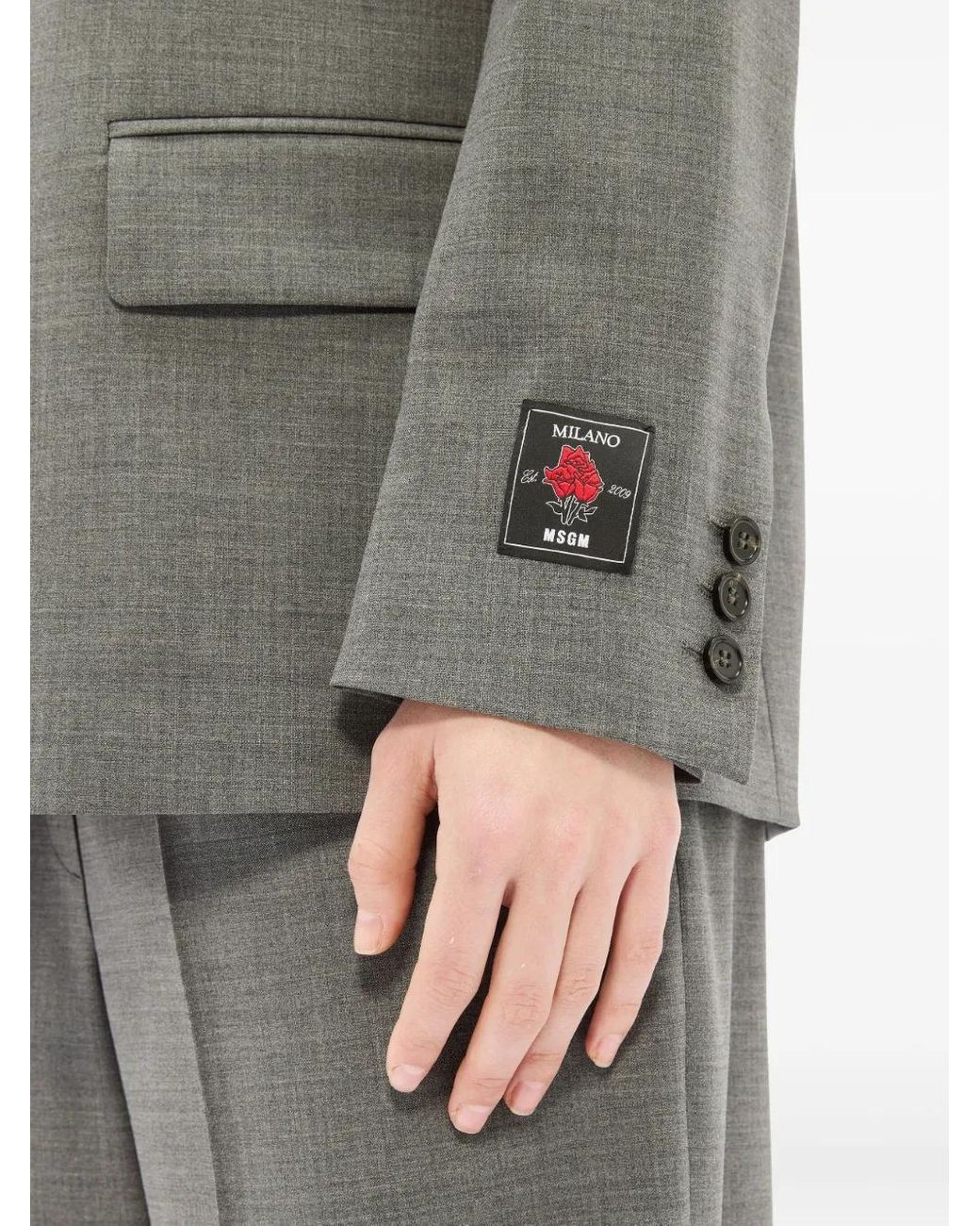 Blazer À Simple Boutonnage MSGM en coloris Gray