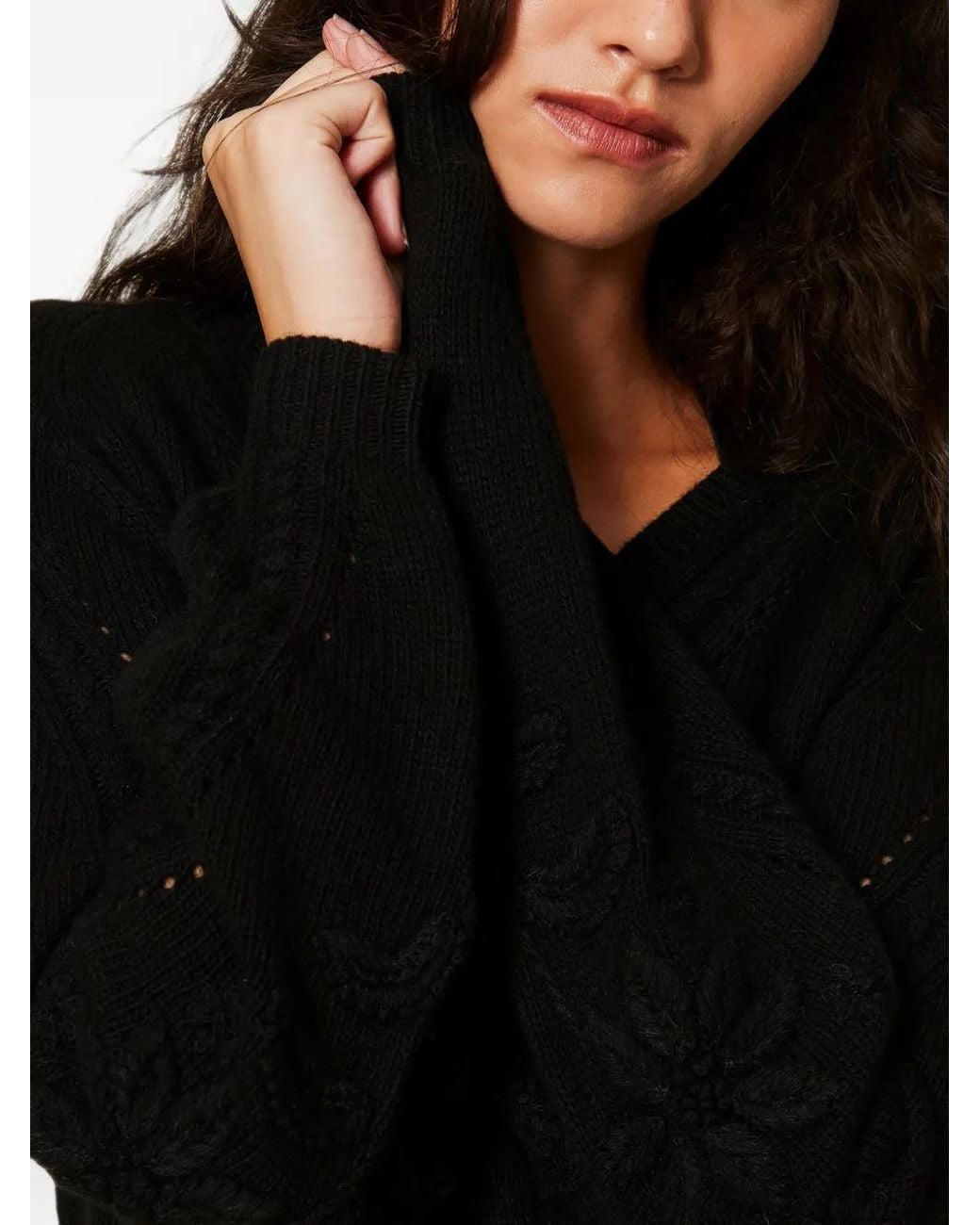 Twinset Black Wool-Blend Jumper With Embroidery