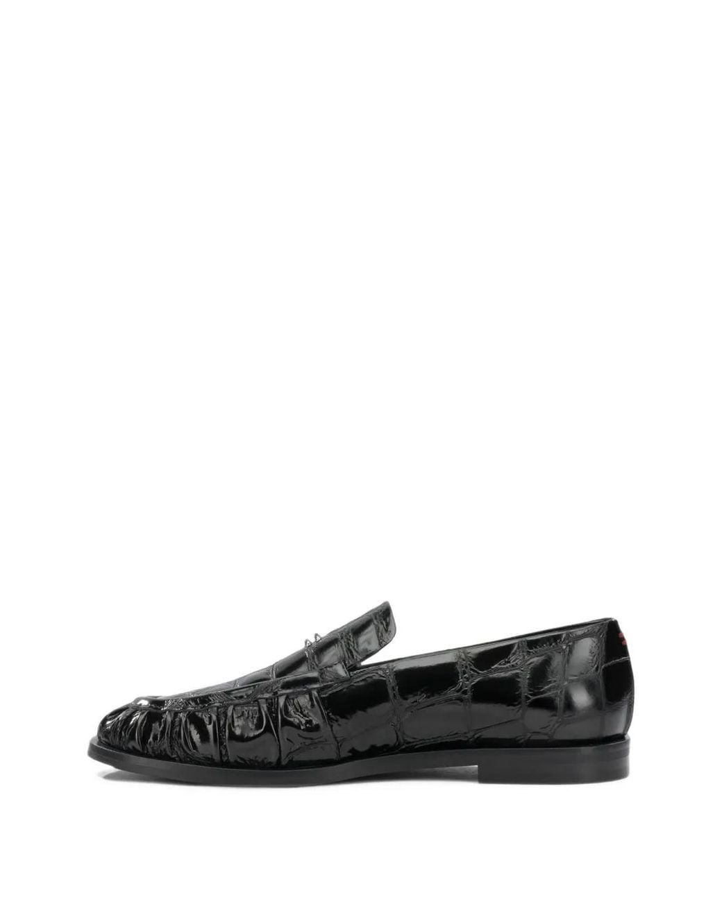 Halmanera Black Croc-Effect Gathered Loafers