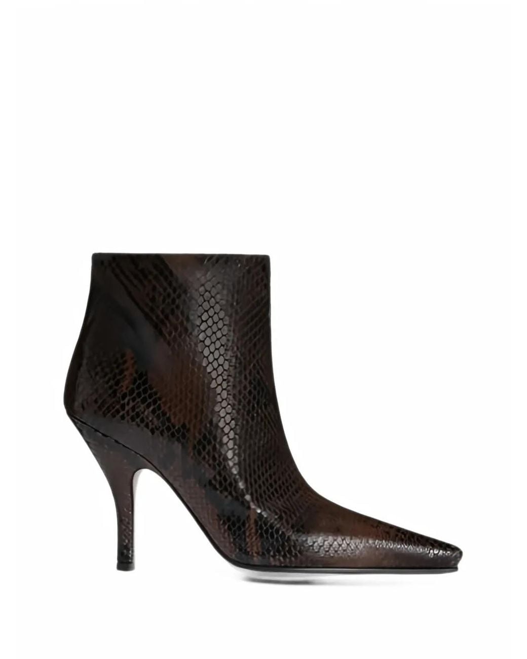 Paris Texas Black Rose Snakeskin-Effect Ankle Boots