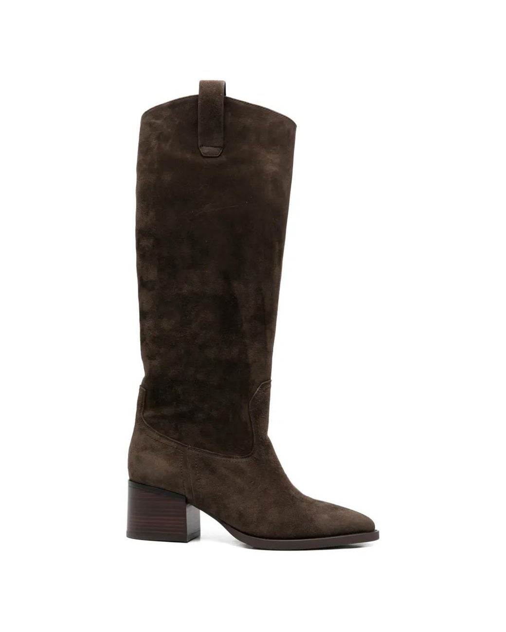 ADRIANNA FERETTI Brown Suede Pointed-Toe Boots