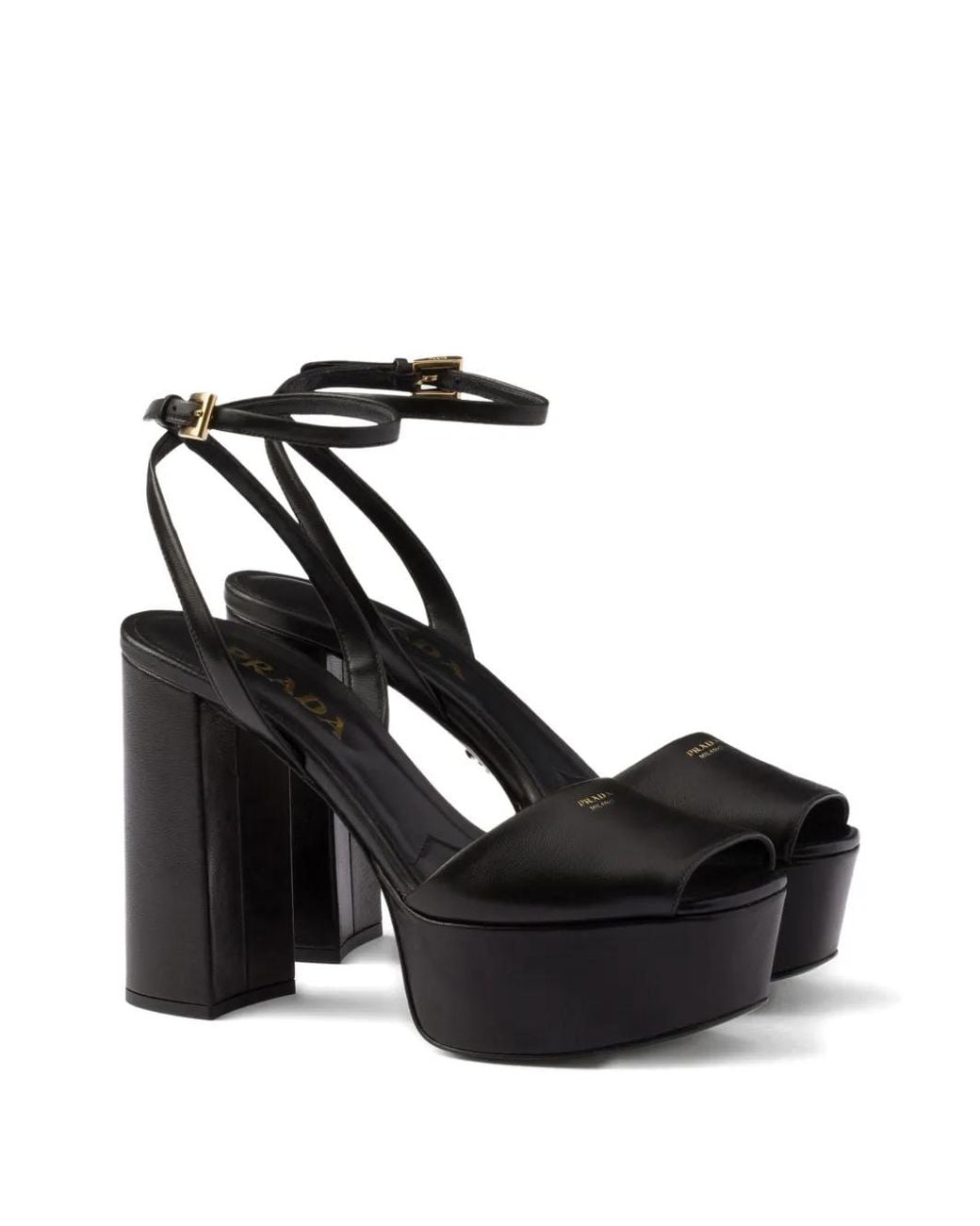 Prada Black Nappa Leather Platform Sandals