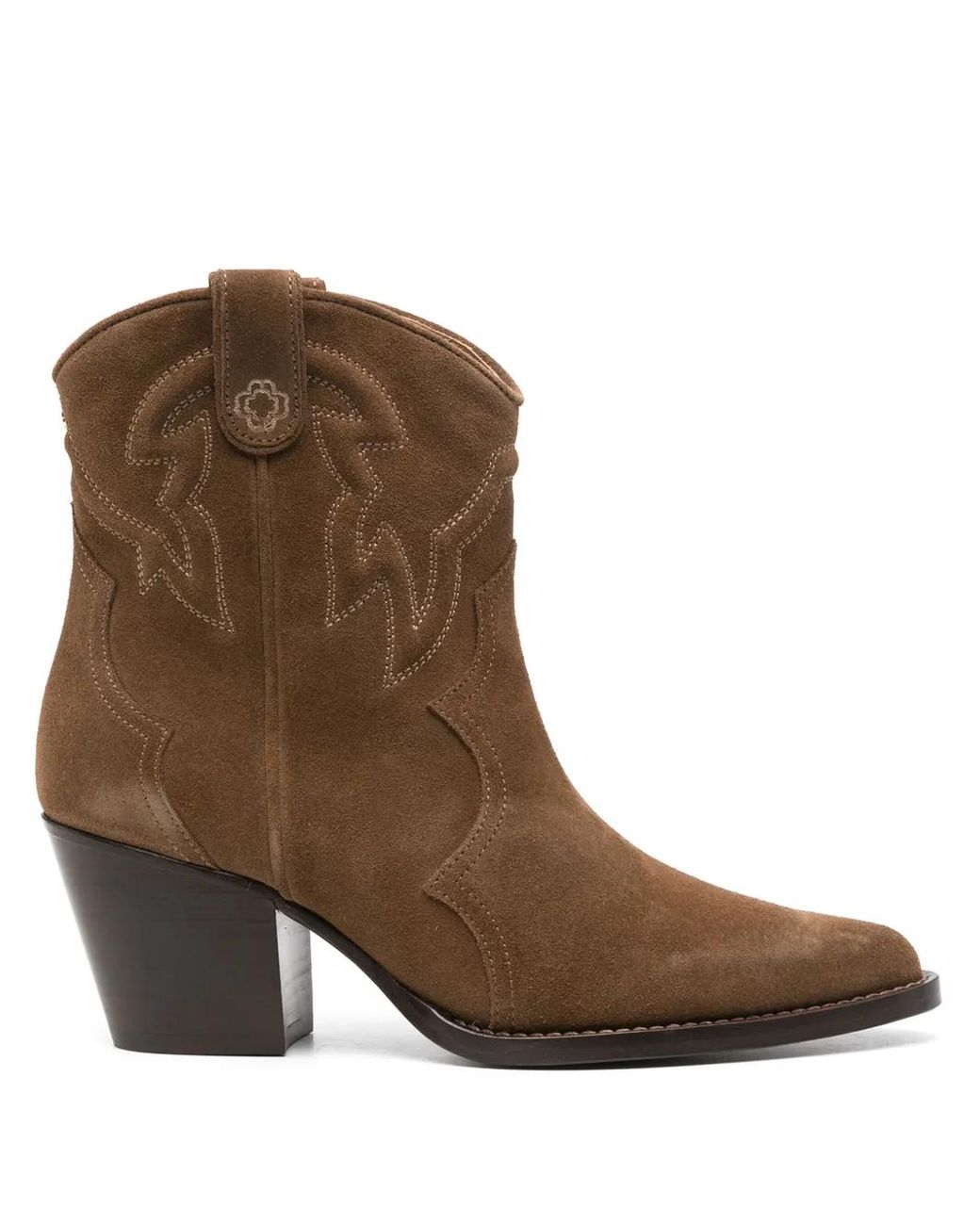 Maje 65Mm Western Suede Boots in Brown Lyst UK