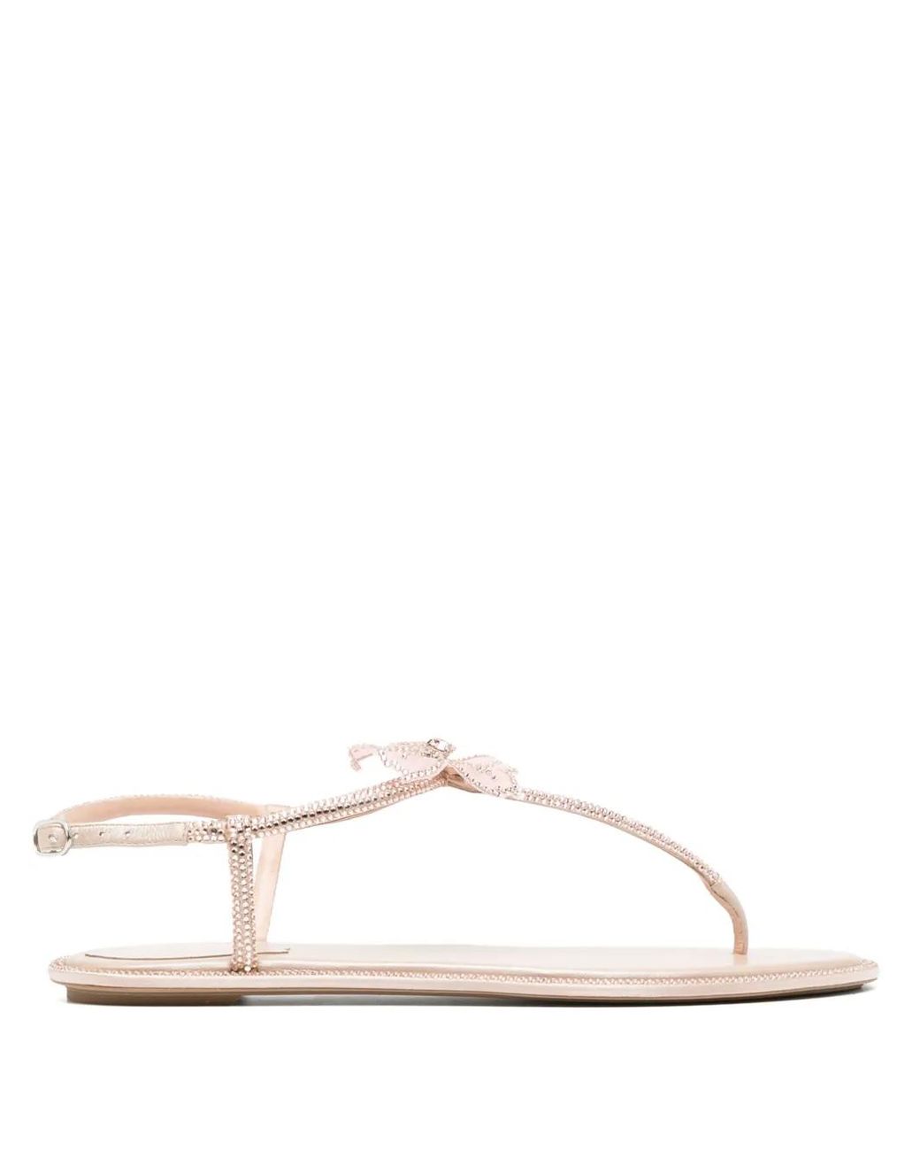 Rene Caovilla White Peach Flower Sandals