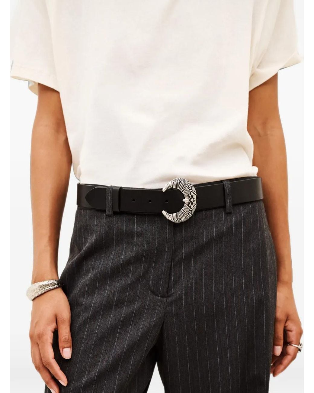Ba&sh Black Bandy Engraved-Buckle Belt