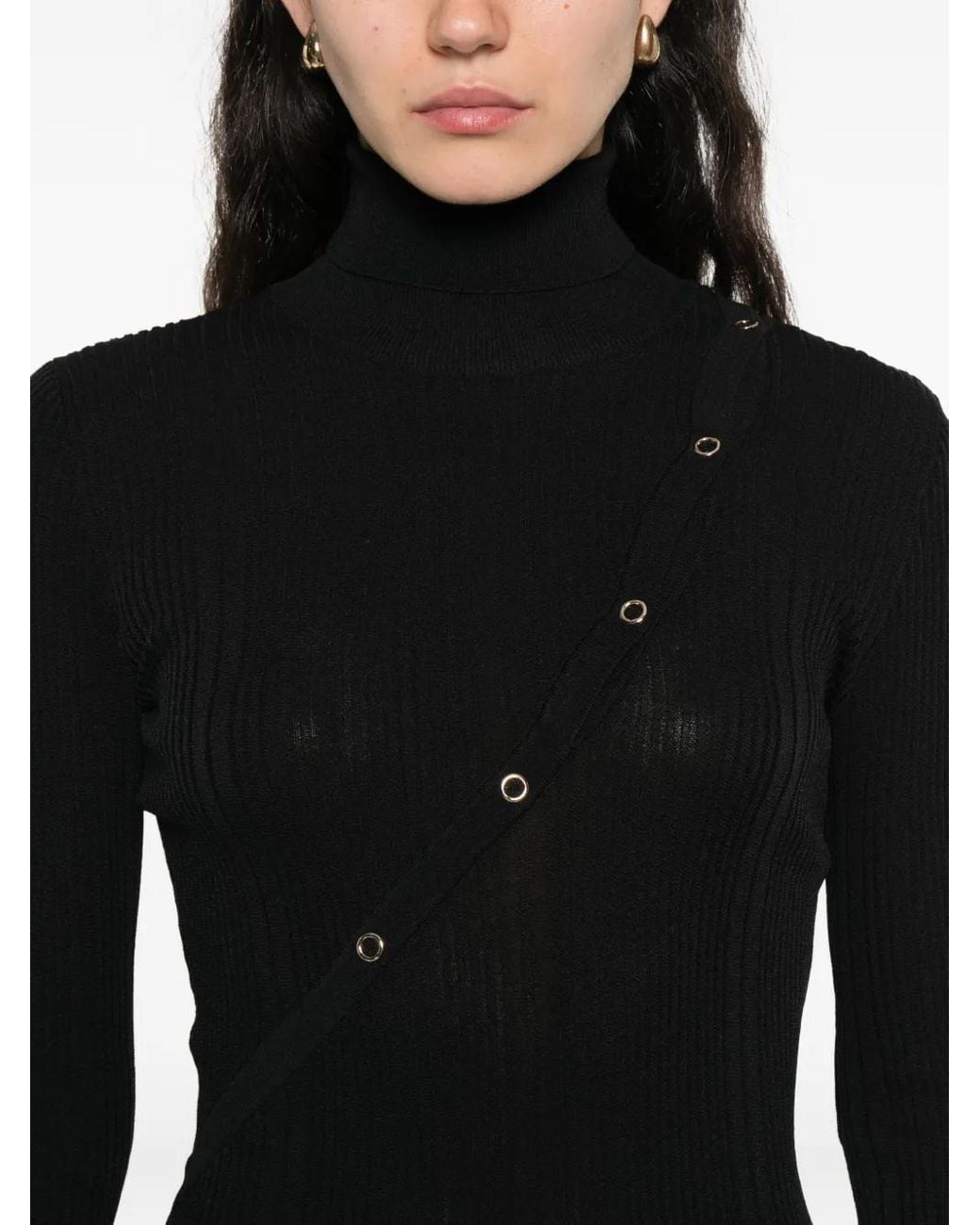 Patrizia Pepe Black Ribbed-Knit Dress