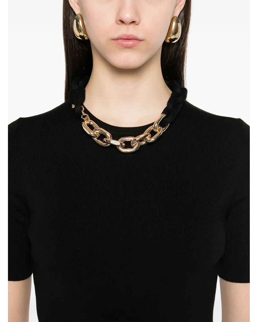 Rabanne Black Chain Link-Detail Top