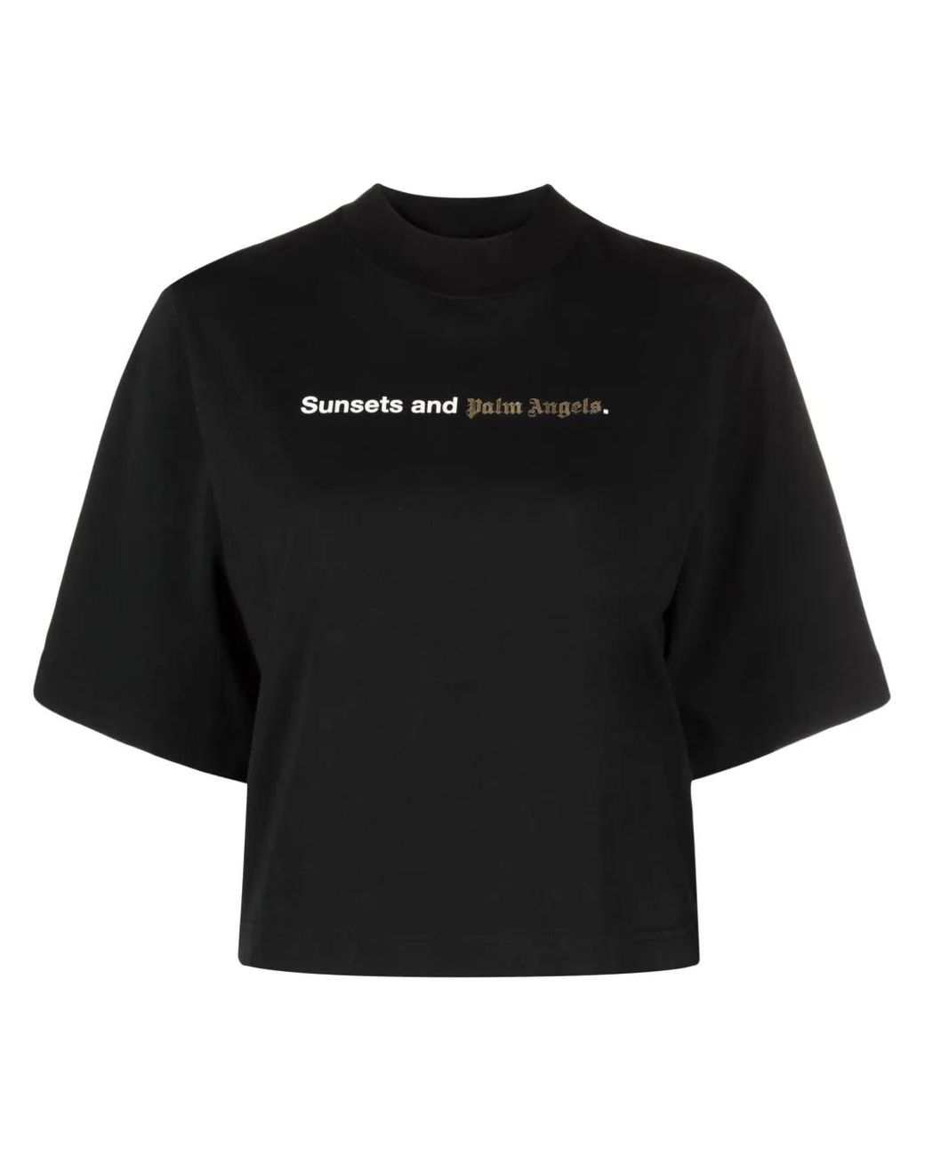 Palm Angels Black Slogan-Print Cotton Tee