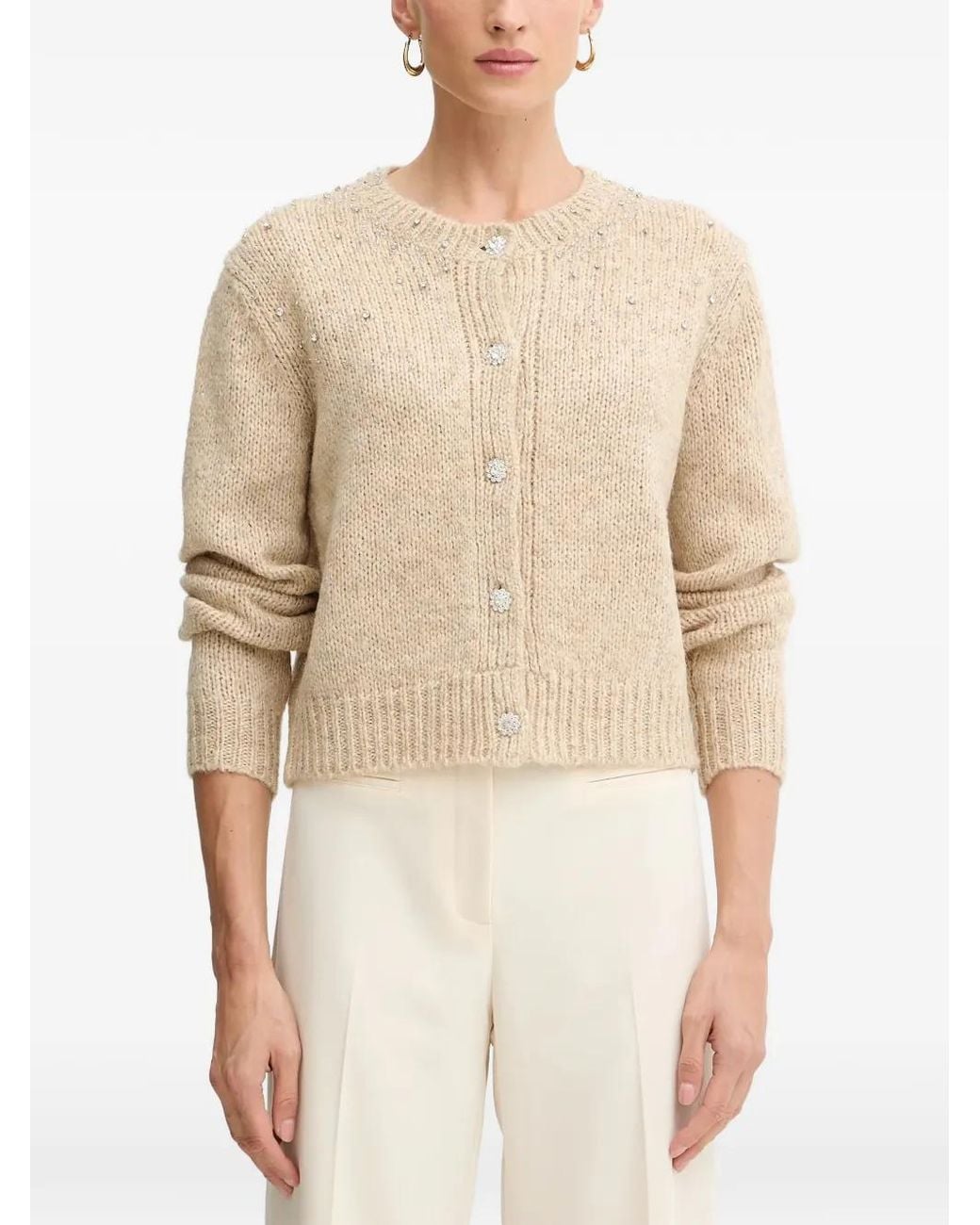Fracomina Natural Embellished-Button Cardigan