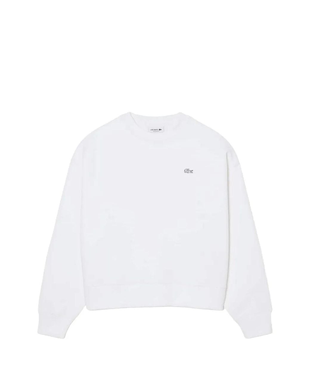 Lacoste White Oversized Logo-Patch Sweatshirt